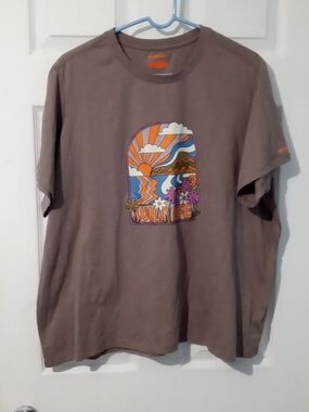 Merrell Taupe Short-Sleeve Tee with Colorful Retro Wildlife Graphic